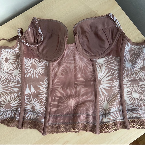 LA SENZA Brown Floral Corset Top -Size M - Picture 8 of 10